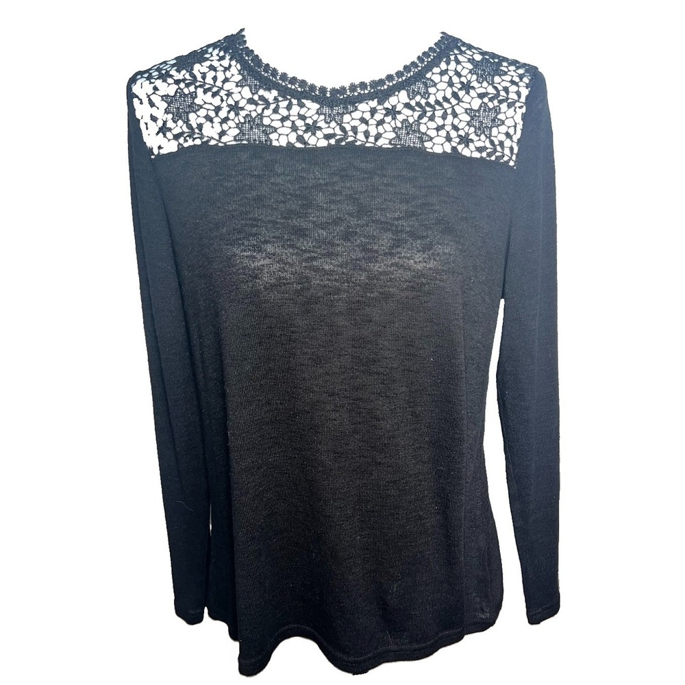 New Look Ladies Size 12 Sheer Lace Torso Keyhole Back Long Sleeve Witchy Goth